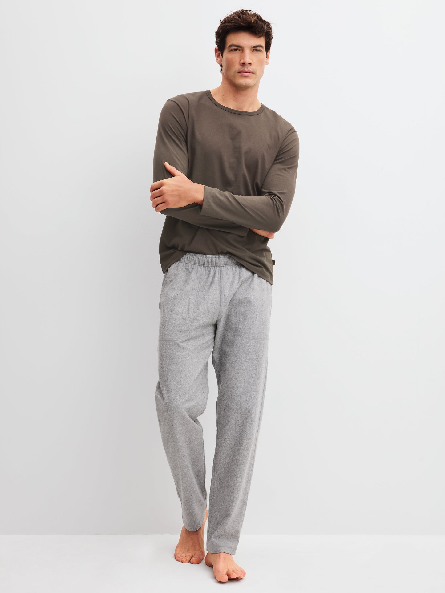 HERREN Shirt langarm (Choco Brown)