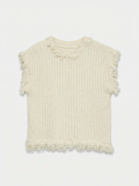 Vmsunny Ss Knit Frill Vest Exp (Ecru)