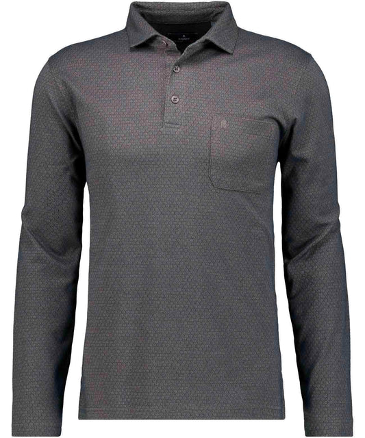 Softknit-Poloshirt Mini-Jacquard, Langarm (Sand)