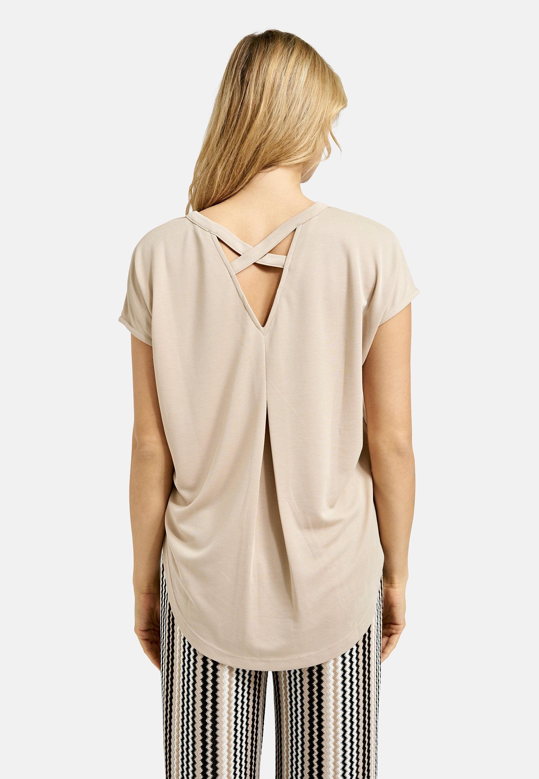 T-Shirt Modal Crossed Backneck (Camel)