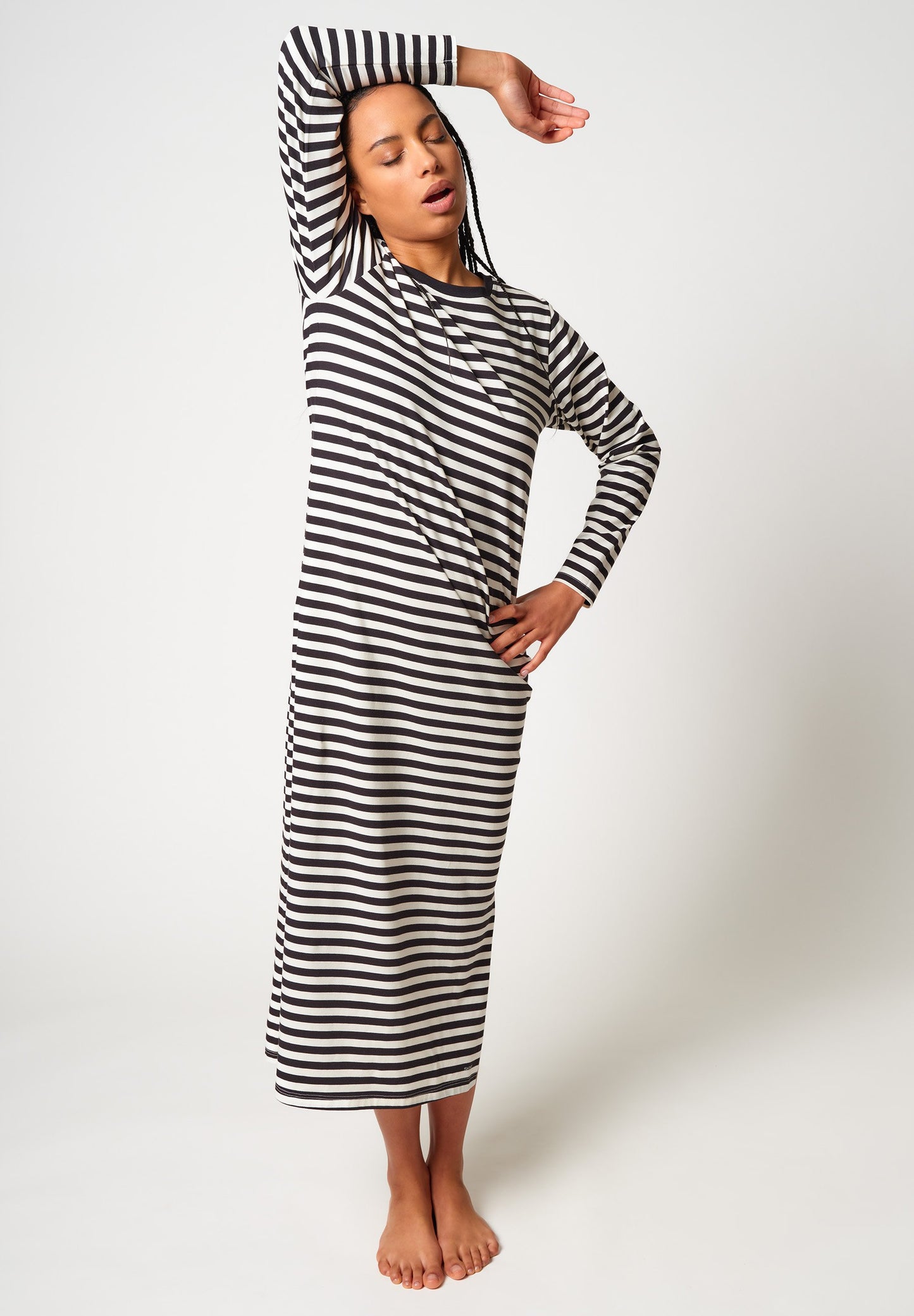 SKINY Damen Sleepshirt lg. A. Night In Skiny 04 (Yingyang Stripe)
