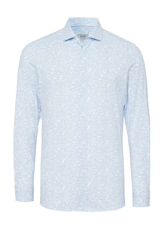 PURE- Functional Hemd Langarm (Druck Hellblau)
