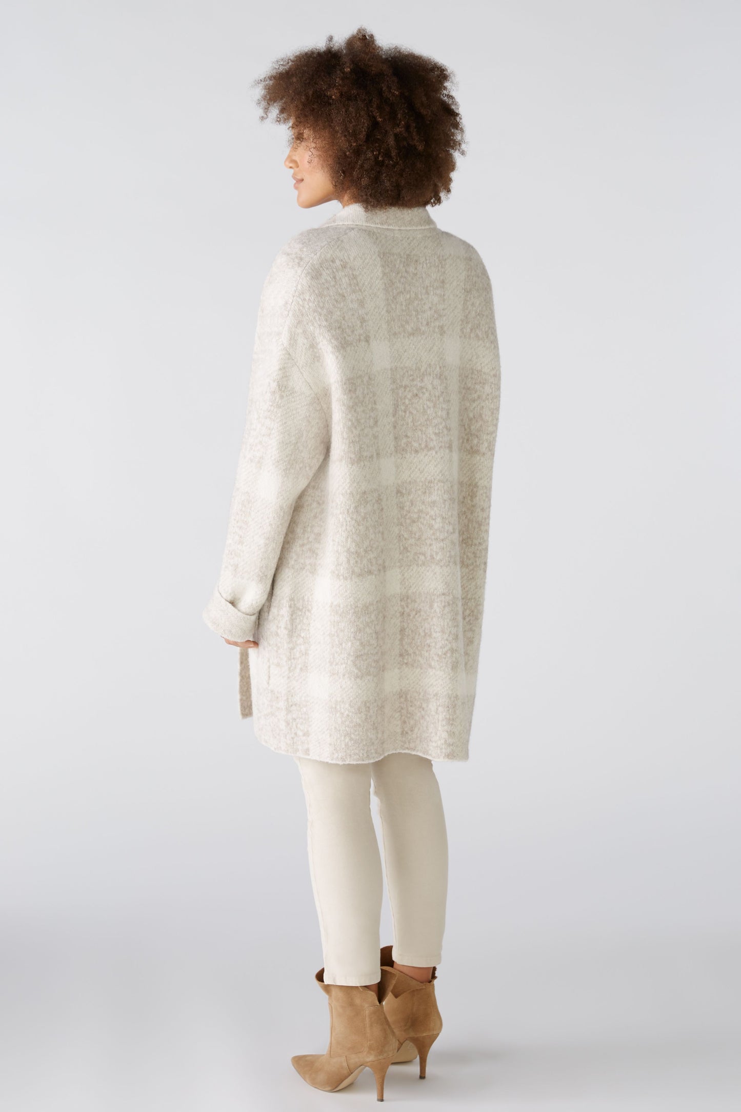 Strickmantel Wollmischung (Taupe White)
