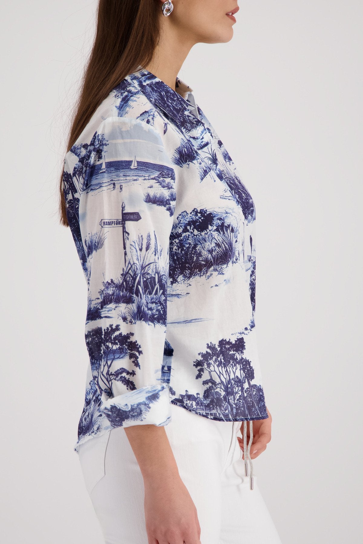 Bluse (Marine Gemustert)
