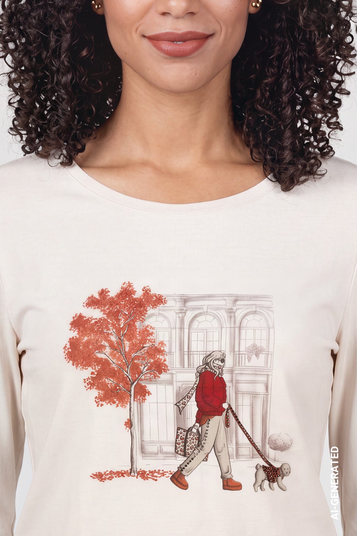 Langarmshirt mit Print (Warm Beige)