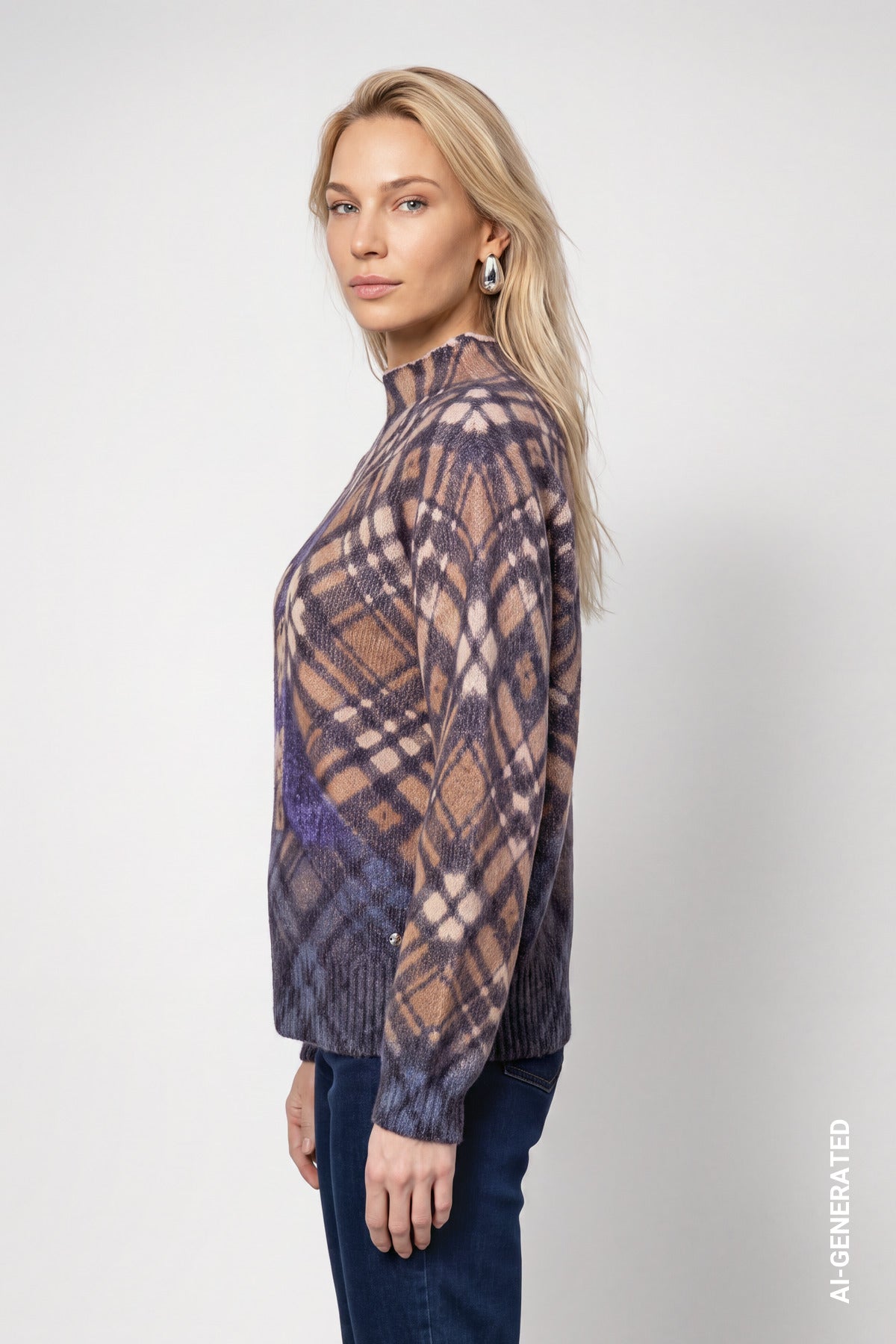 Strickpullover mit kleinem Leo-Print (Tiramisu Gemuste)