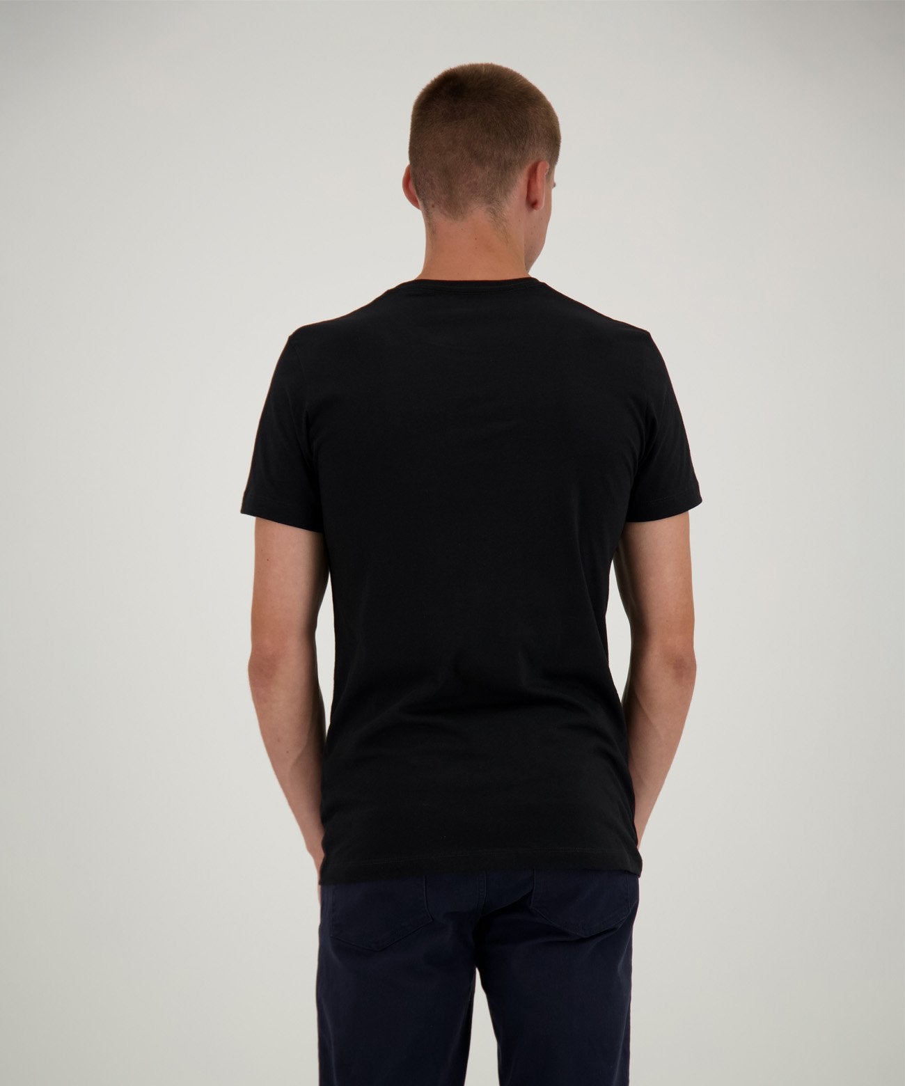 2 T-Shirt Doppelpack Bodyfit mit Rundhals (Schwarz)