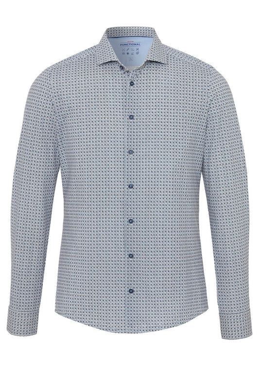 PURE- Functional Hemd Langarm (Druck Mittelblau)