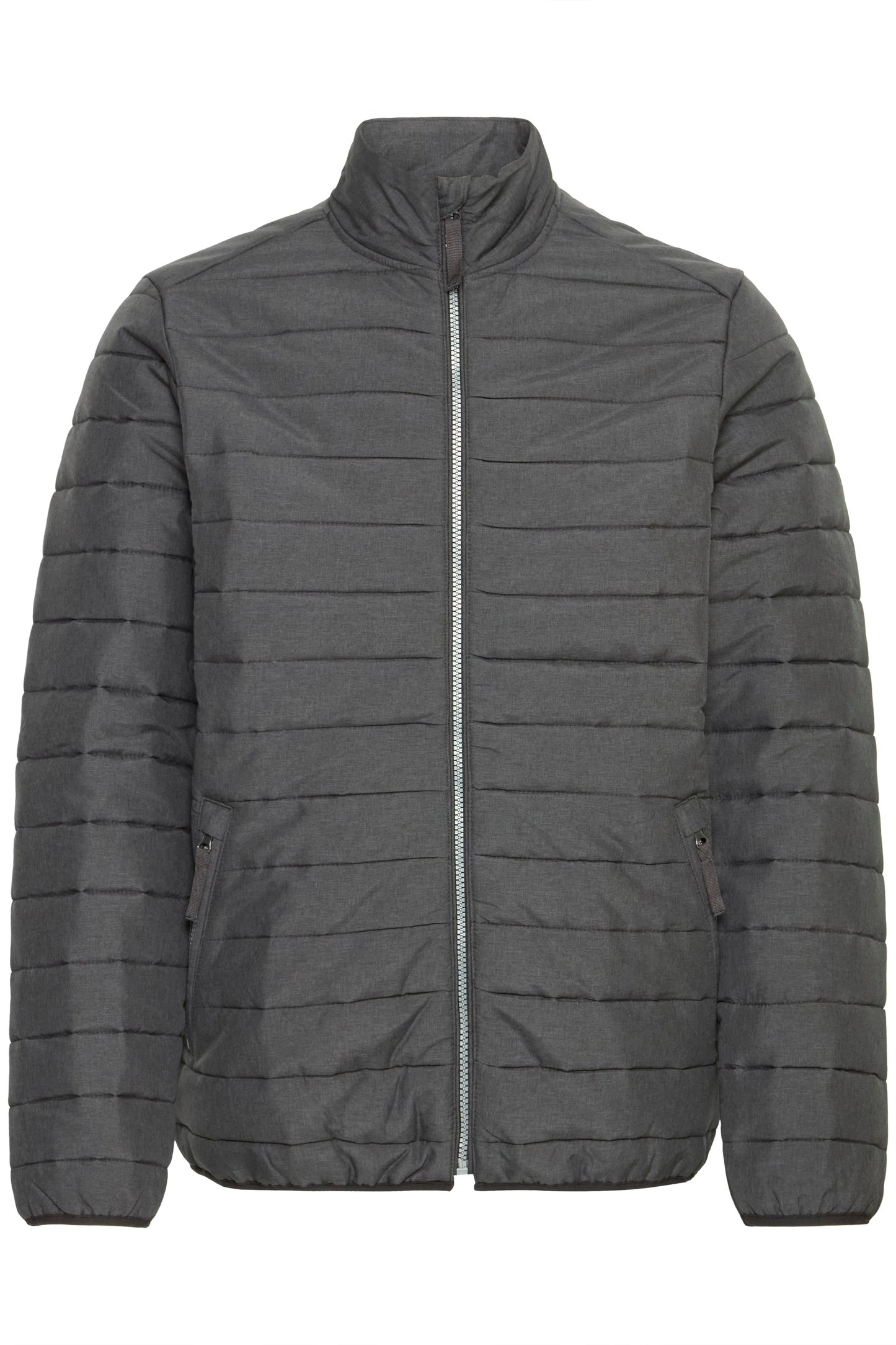 BHEDMAR puffer with stand collar (Black Melange)