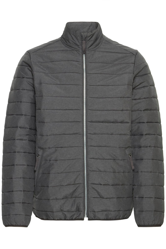 BHEDMAR puffer with stand collar (Black Melange)