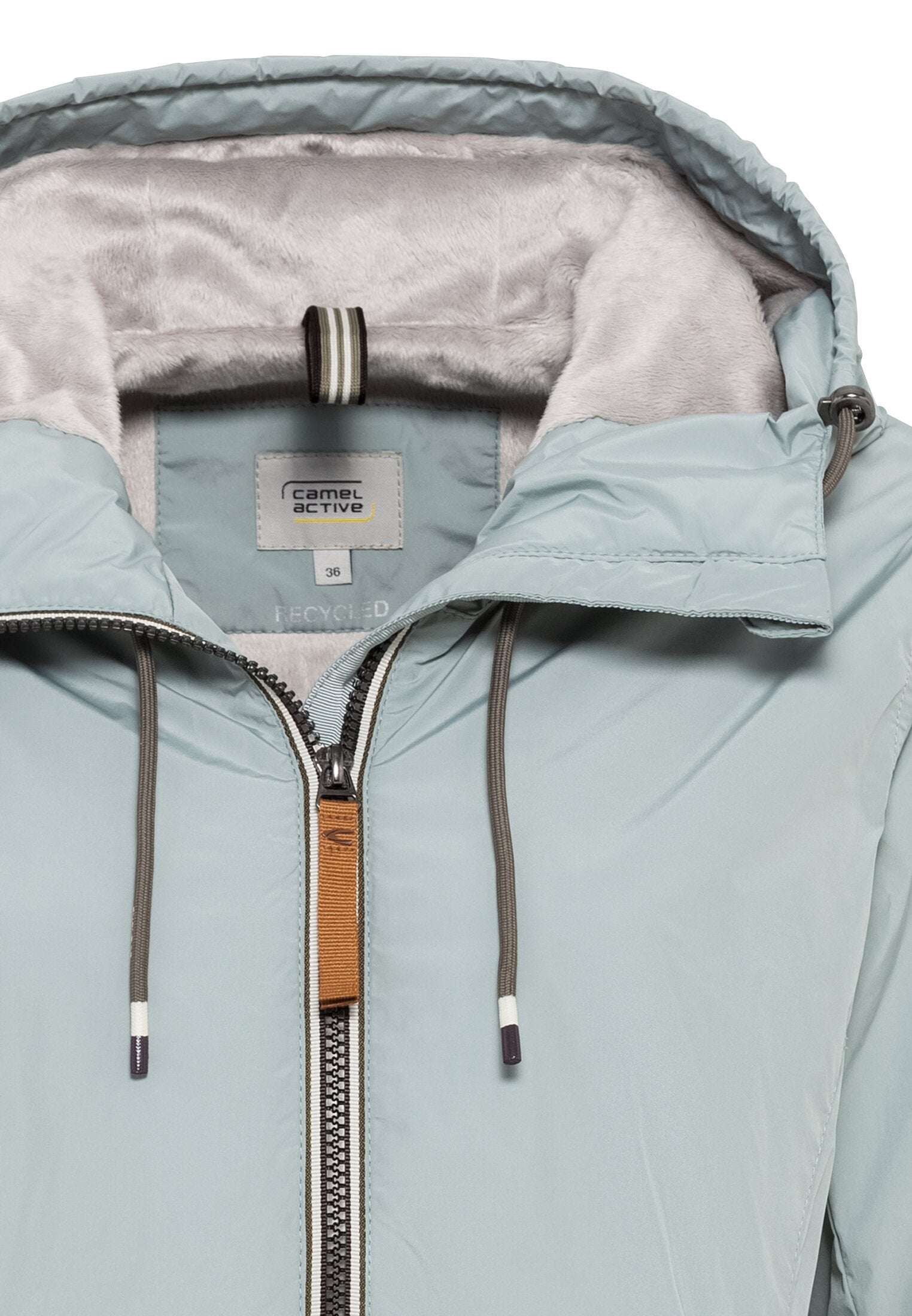 Langer Windbreaker mit weichem Plüschfutter (Dusty Jade)