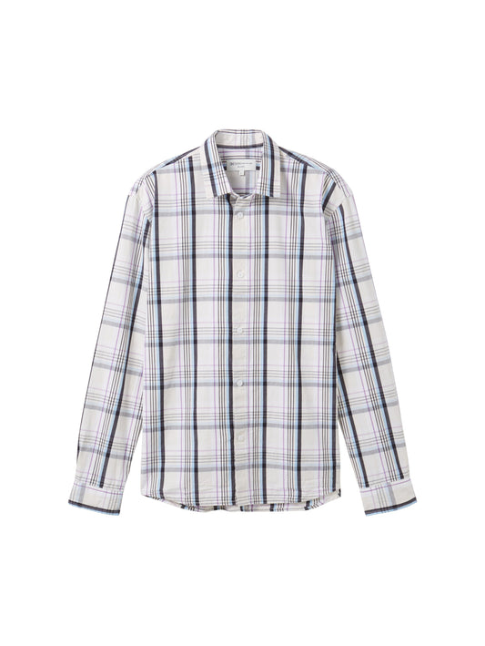 relaxed check shirt (Bright Beige M)