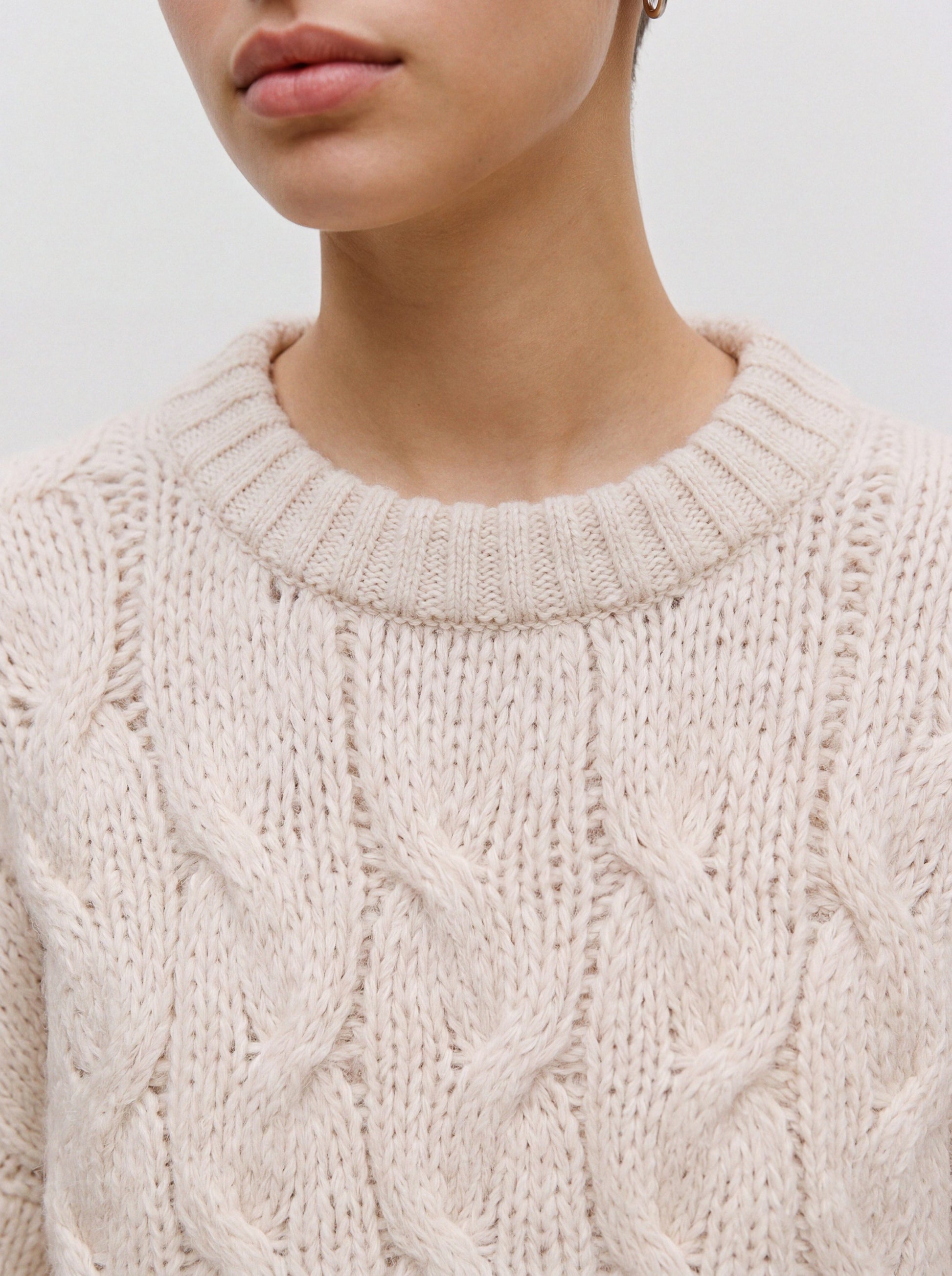 Vmmaybe Ls High Neck Cable Pullover Noos (Oatmeal)