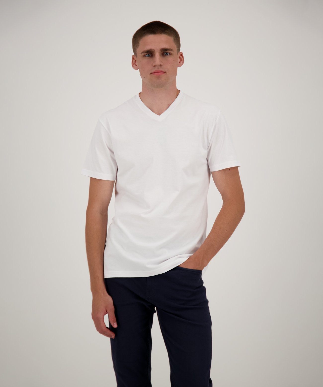RAGMAN Doppelpack - 2 T-Shirts mit V-Ausschnitt (Weiss)