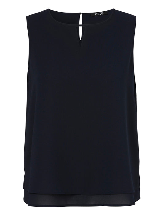 Bluse Rundhals ohne Arm (Navy)