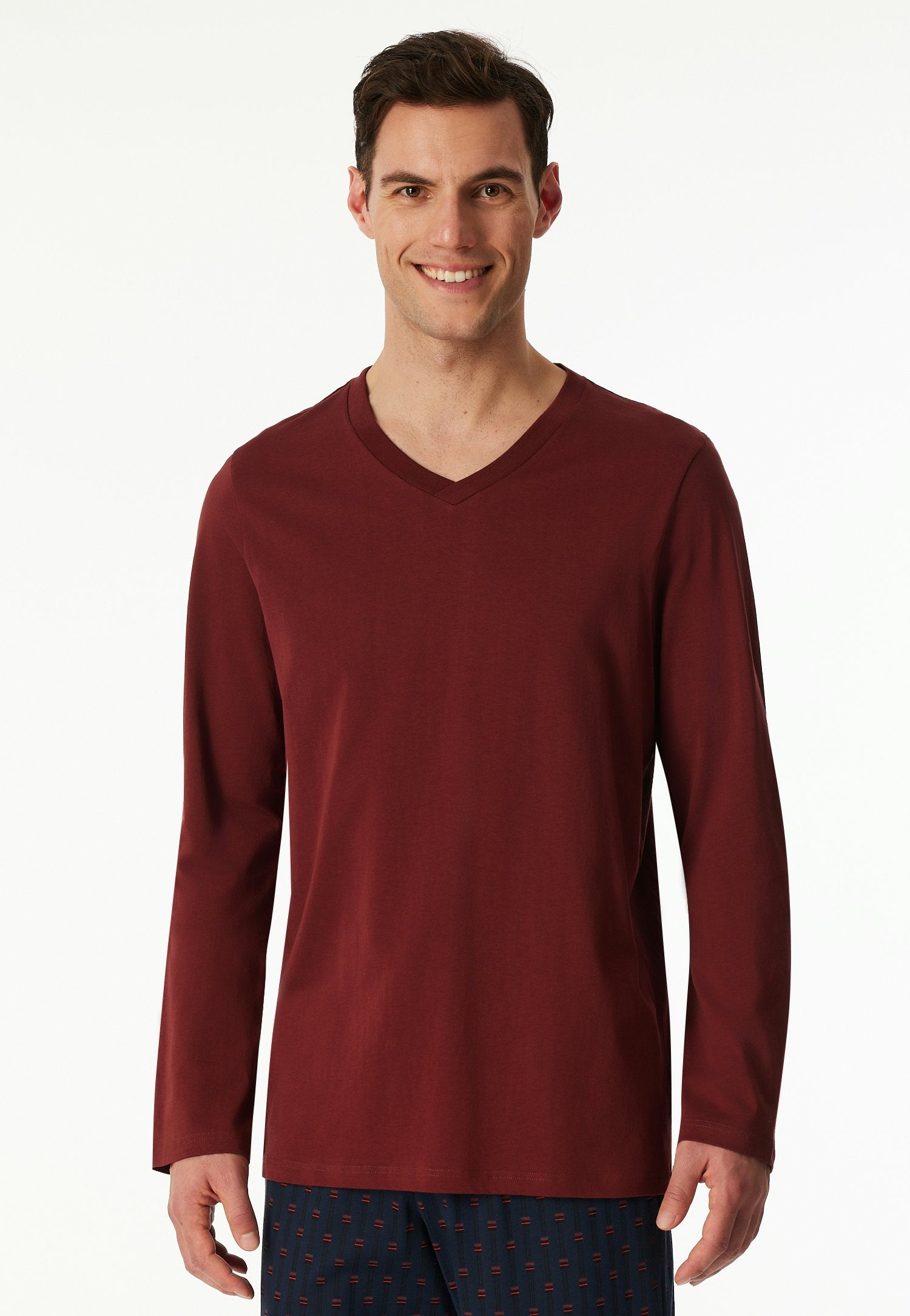 Langarmshirt V-Ausschnitt (Burgund)