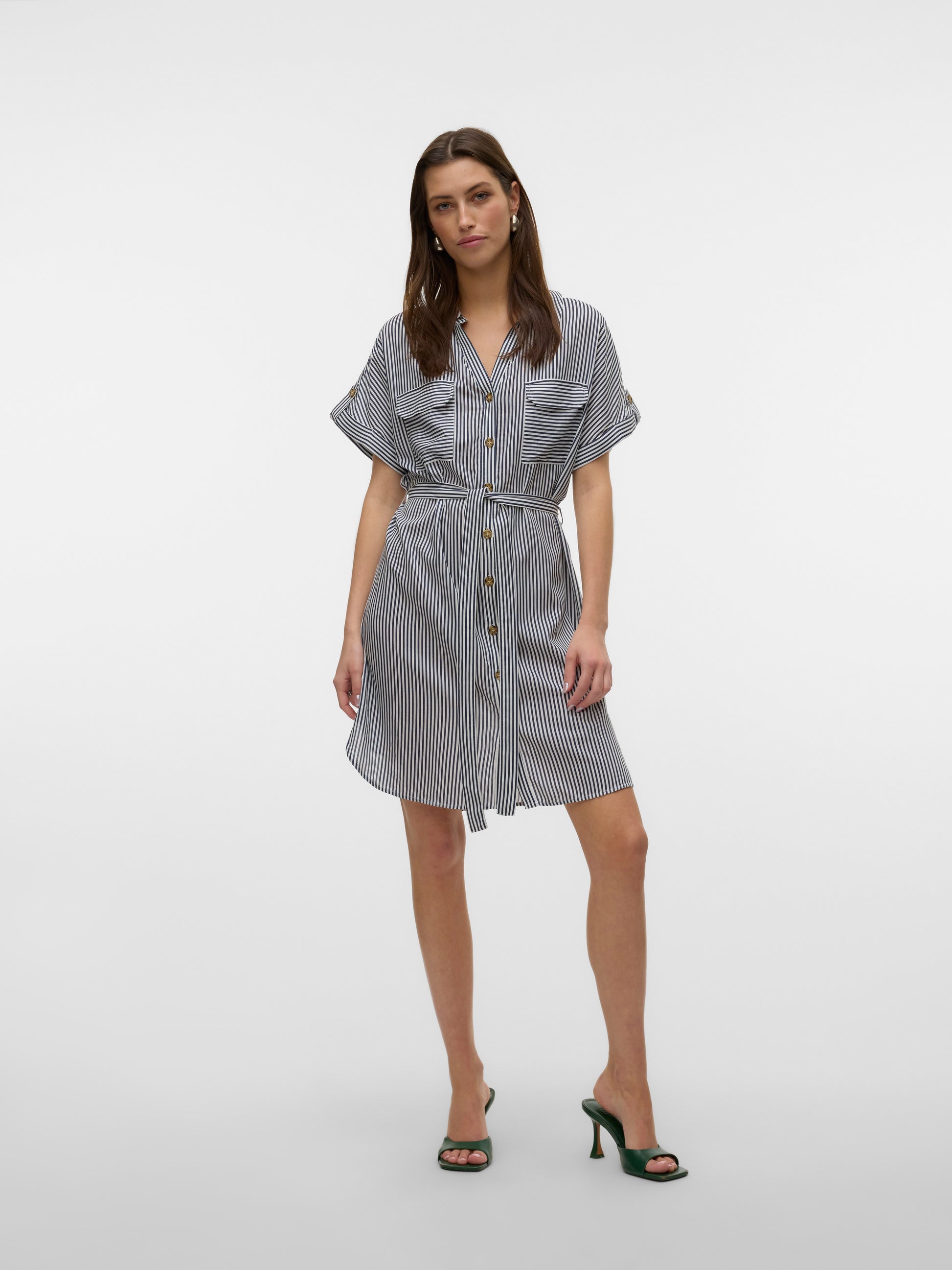 Vmbumpy Ss Short Shirt Dress Wvn Ga Noos (India Ink/)
