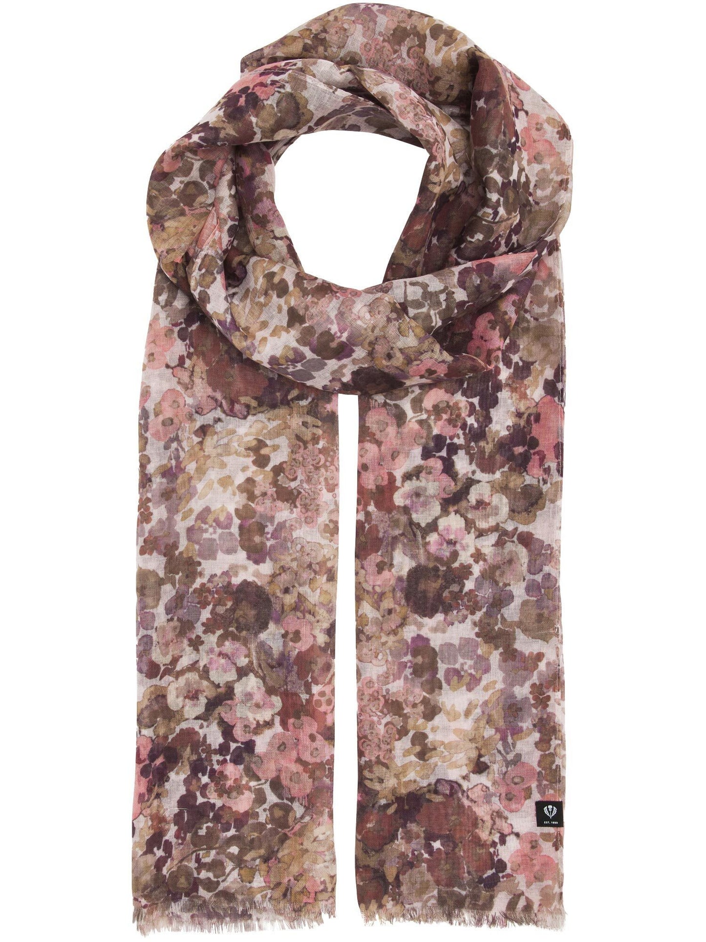 recyceltes Polyester Schal Sustainability Edition - Schal mit Millefleur Aquarell-Design (Butter Cream)