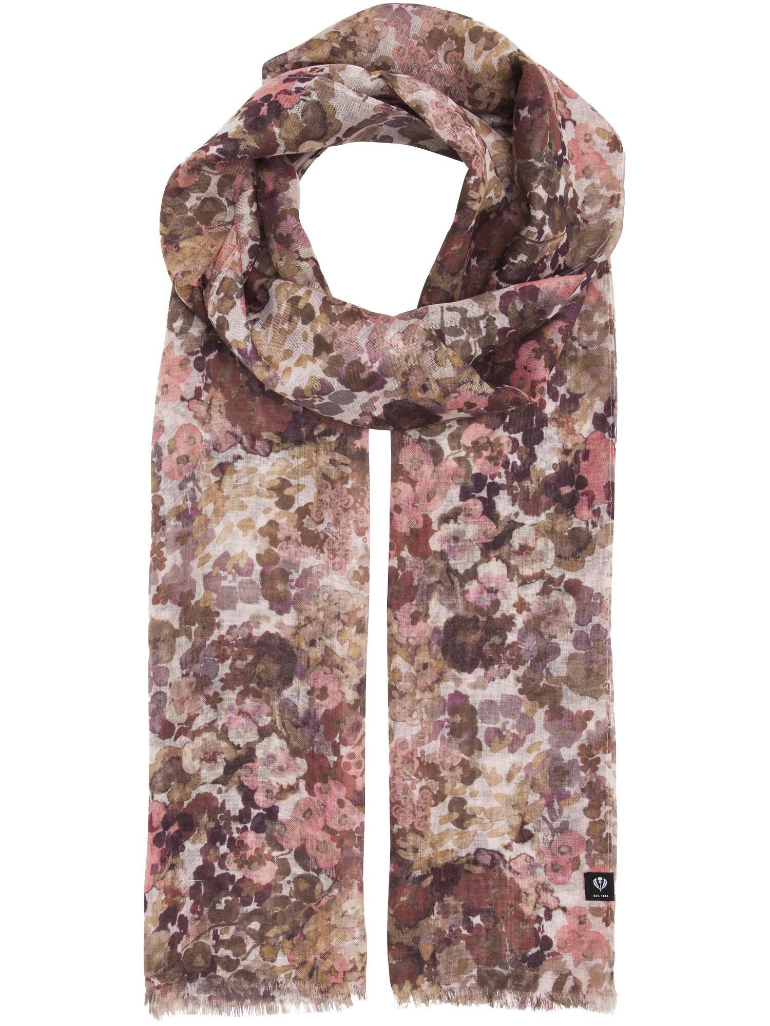 recyceltes Polyester Schal Sustainability Edition - Schal mit Millefleur Aquarell-Design (Butter Cream)