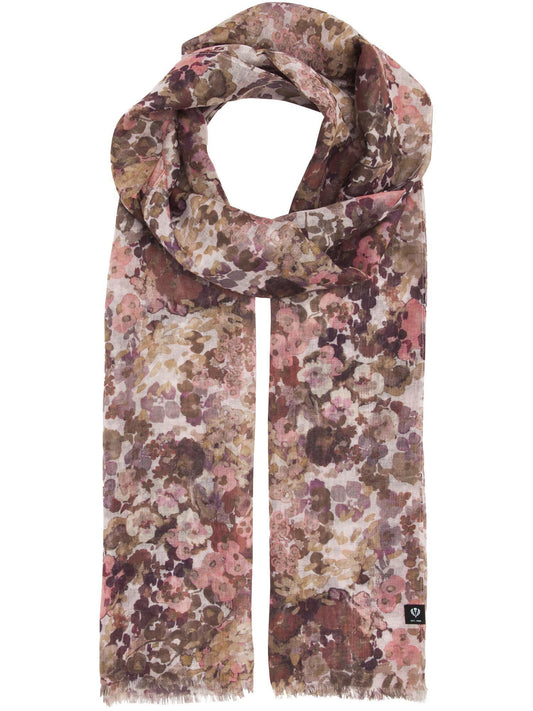 recyceltes Polyester Schal Sustainability Edition - Schal mit Millefleur Aquarell-Design (Butter Cream)