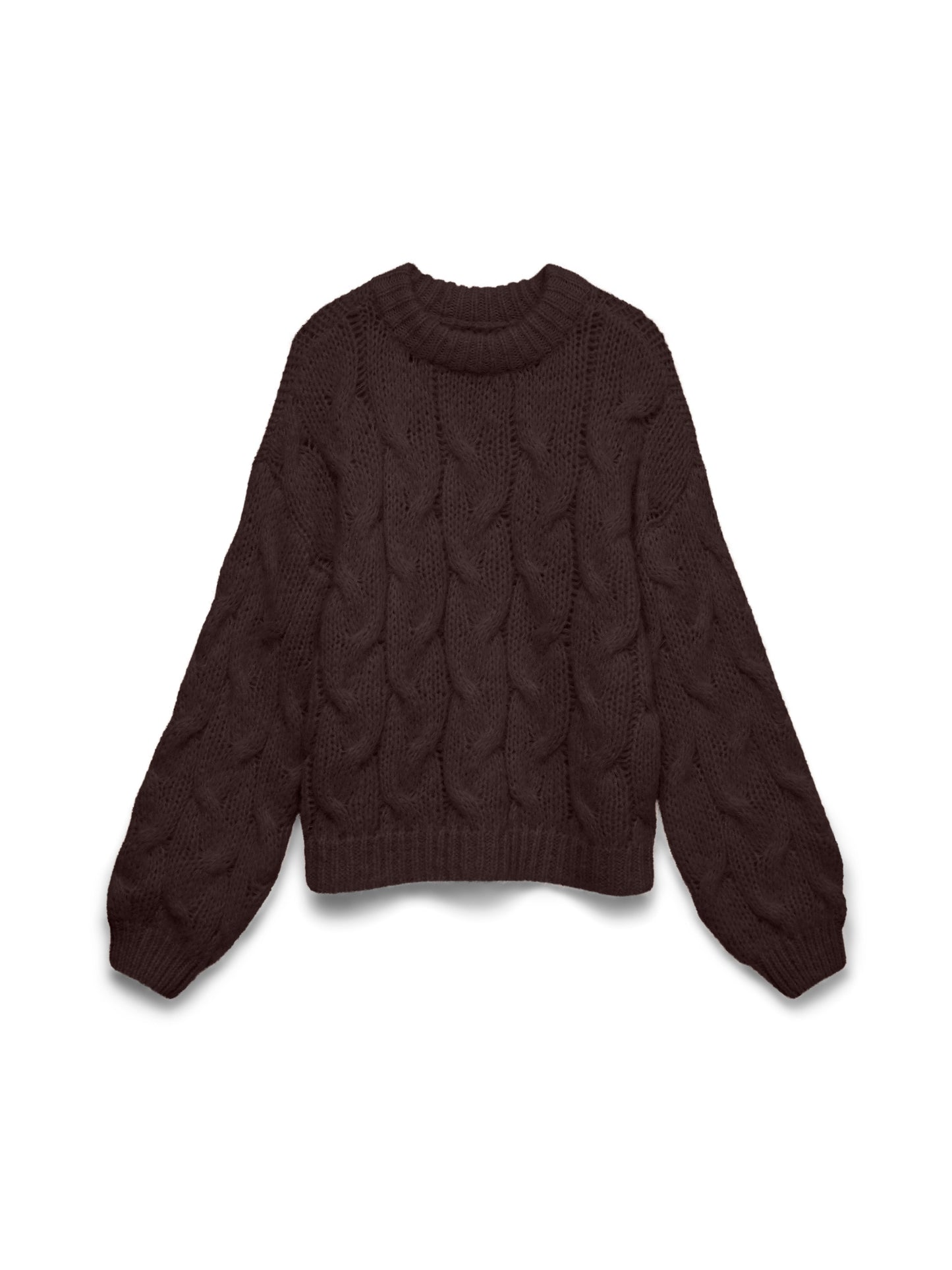 Vmmaybe Ls High Neck Cable Pullover Noos (Chocolate Tor)