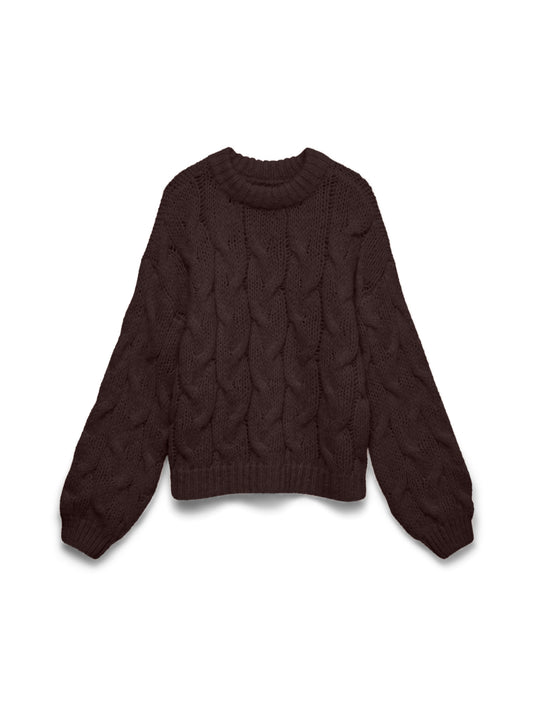 Vmmaybe Ls High Neck Cable Pullover Noos (Chocolate Tor)