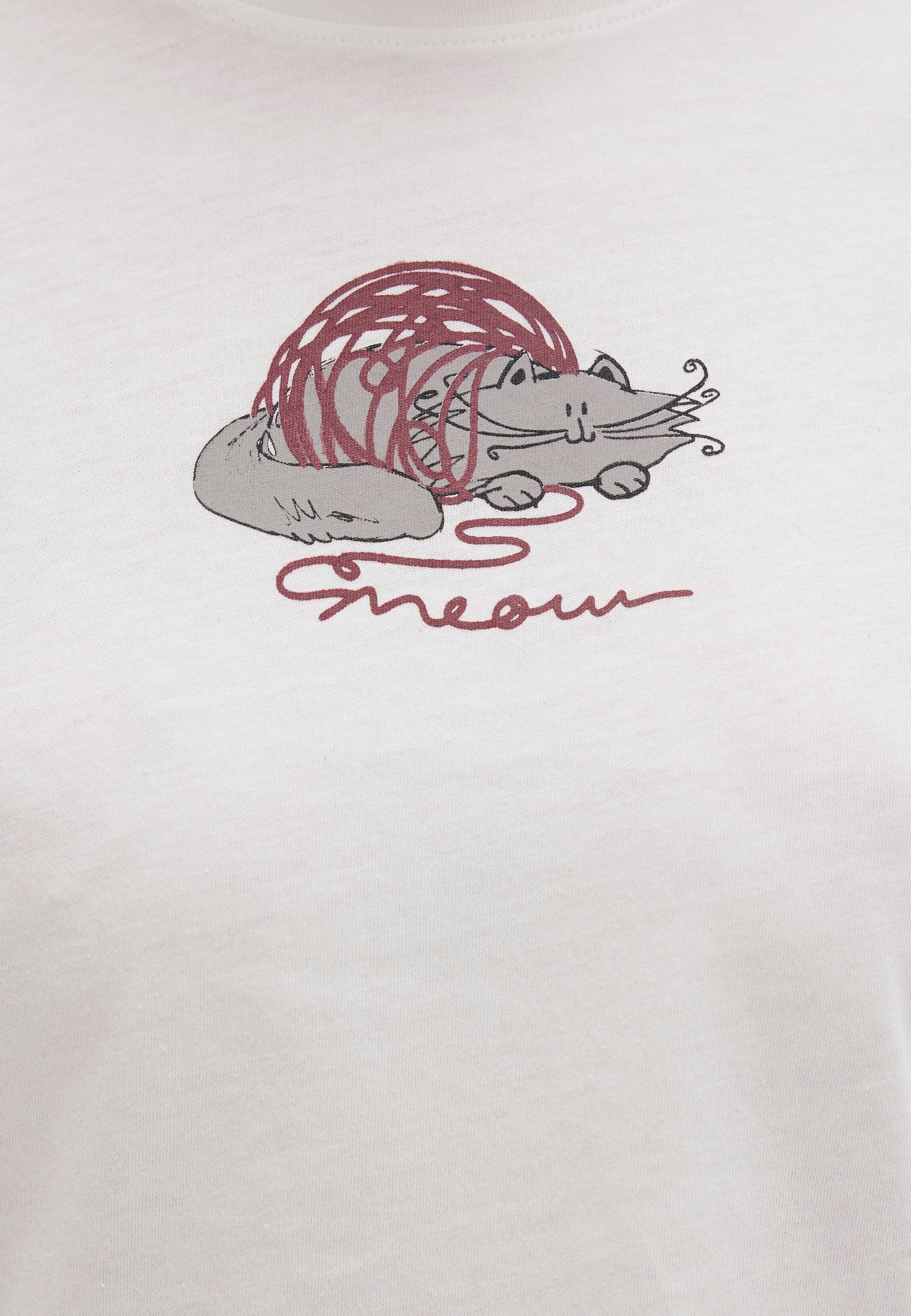 Cat Printed  T-shirt (Antique White)