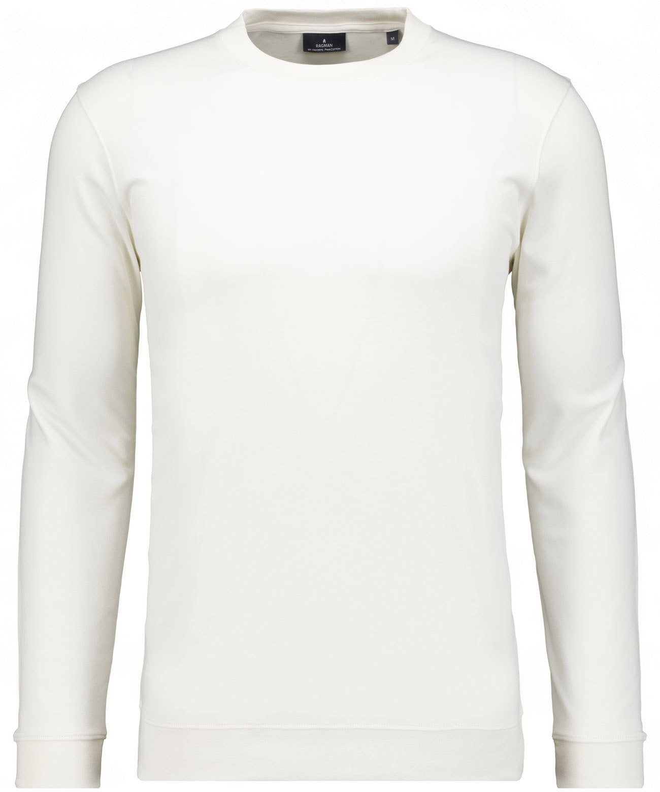 Pima Langarmshirt Rundhals mit Bündchen (Ecru)