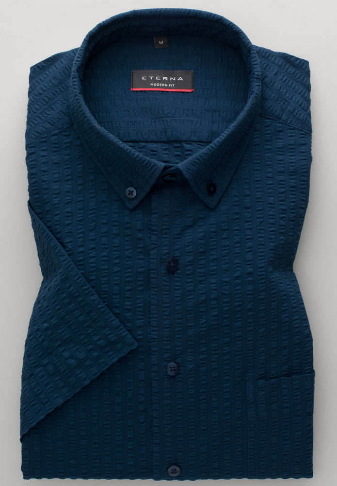 ETERNA Seersucker Hemd MODERN FIT (Marine)