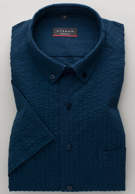 ETERNA Seersucker Hemd MODERN FIT (Marine)