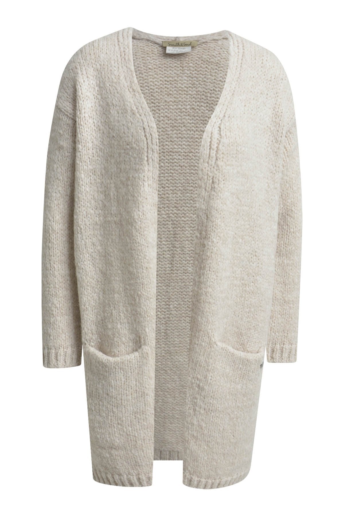 Open Cardigan Mid Length (Wool White)