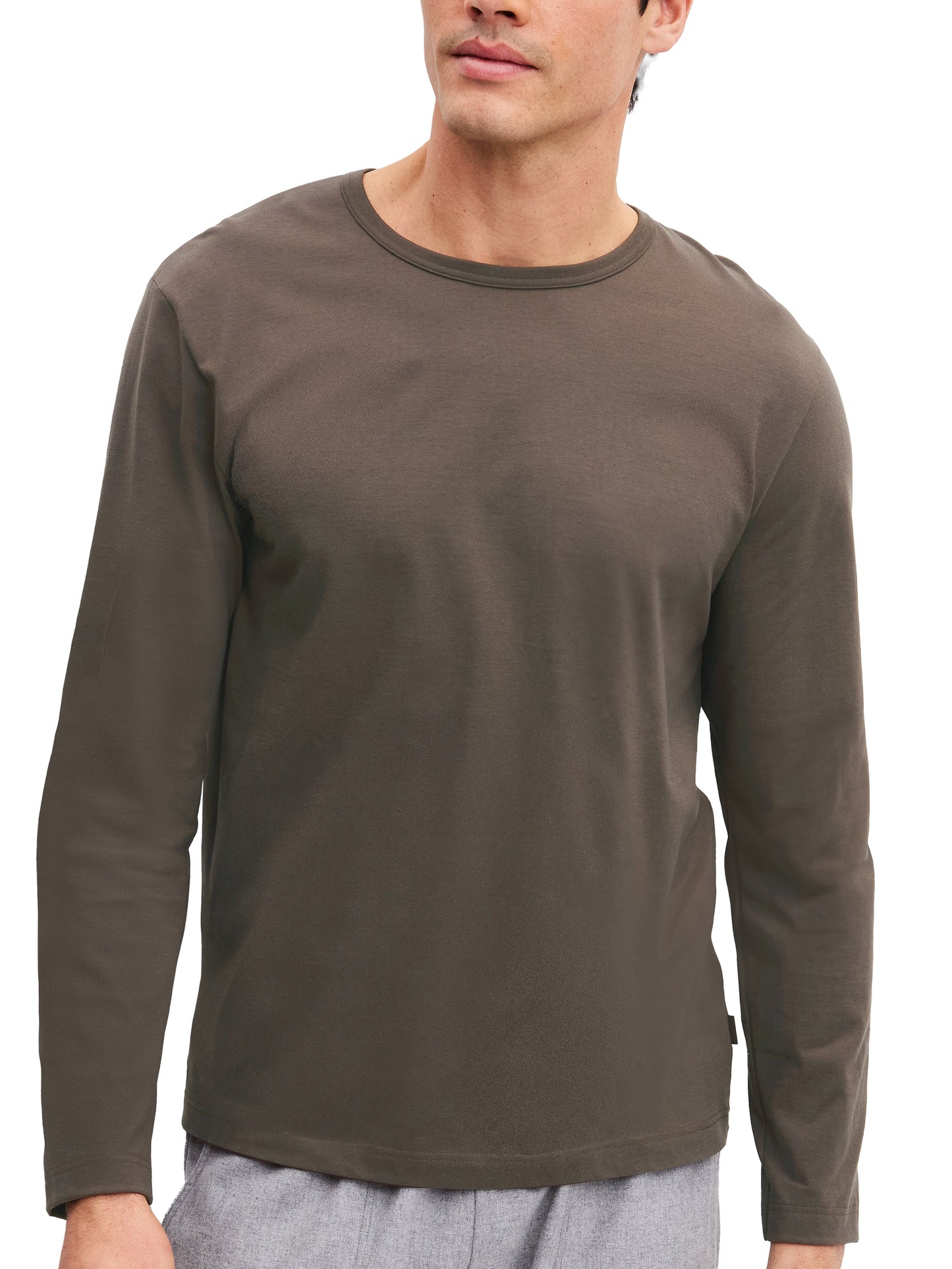 HERREN Shirt langarm (Choco Brown)