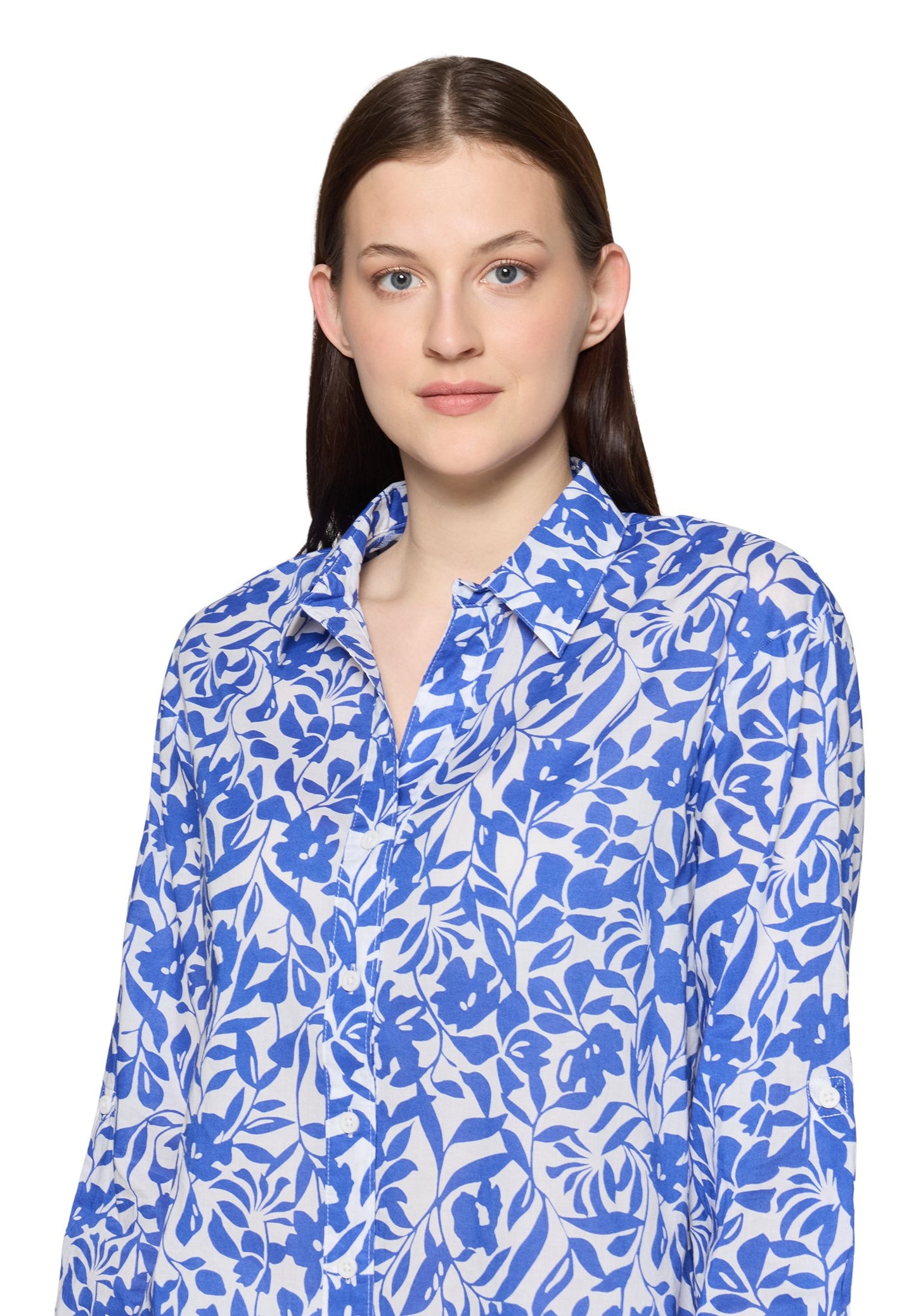 Longbluse (Cream/blue)
