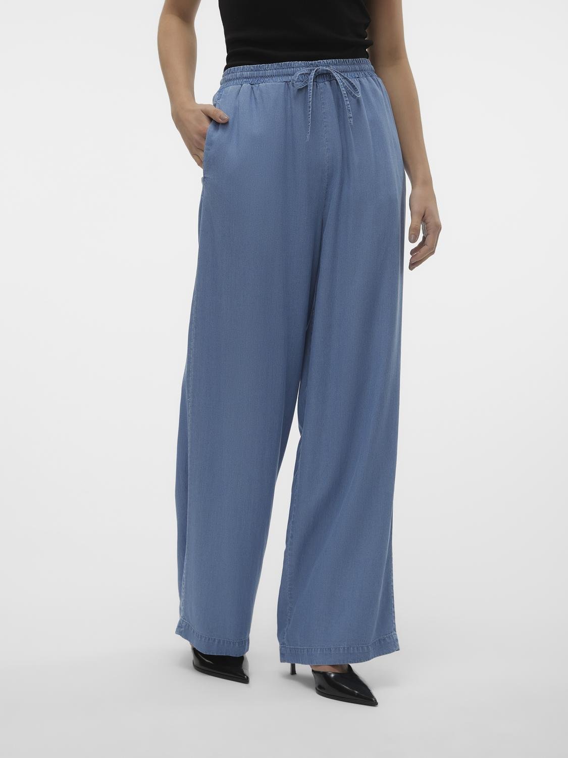 Vmbree Hw Long Loose Pants Ga (Medium Blue D)