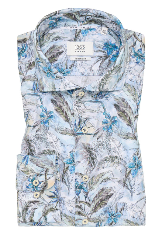 Linen Shirt Twill Langarm (Blau)