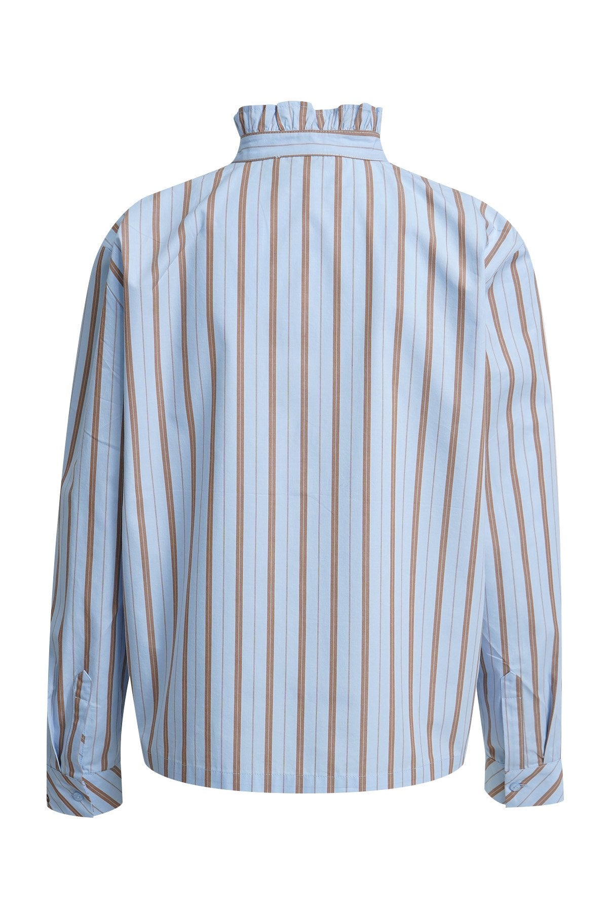 Striped Ruffle Blouse (Light Blue Prin)