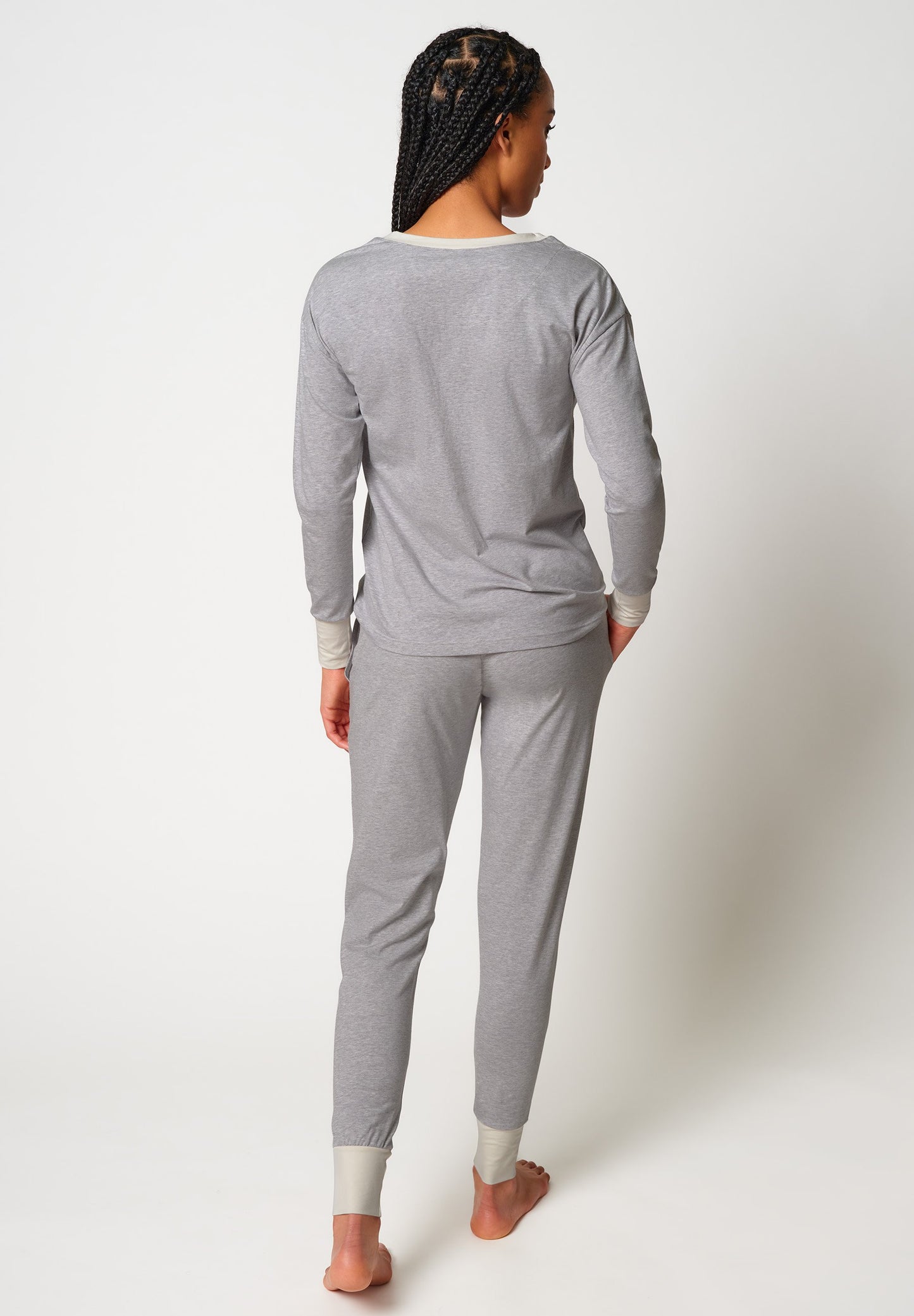 SKINY Damen Pyjama lg. Night In Mix & Match (Grey Melange)