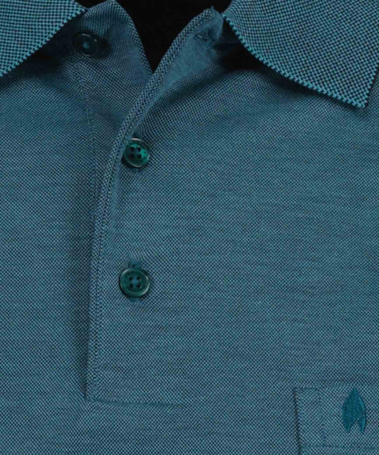 Softknit-Polo mit Brusttasche, Langarm (Dunkelgrun)
