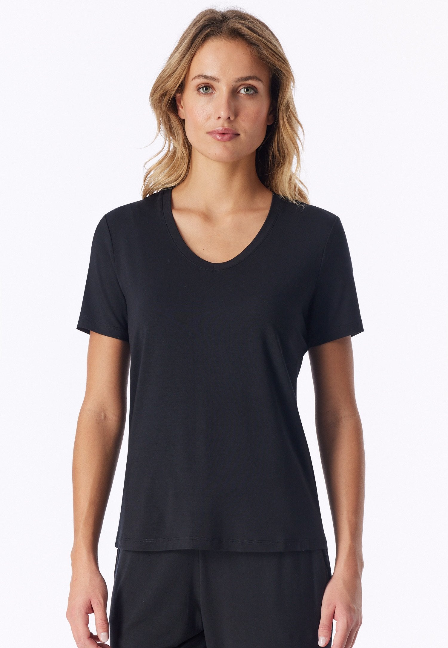 T-Shirt V-Ausschnitt (Schwarz)