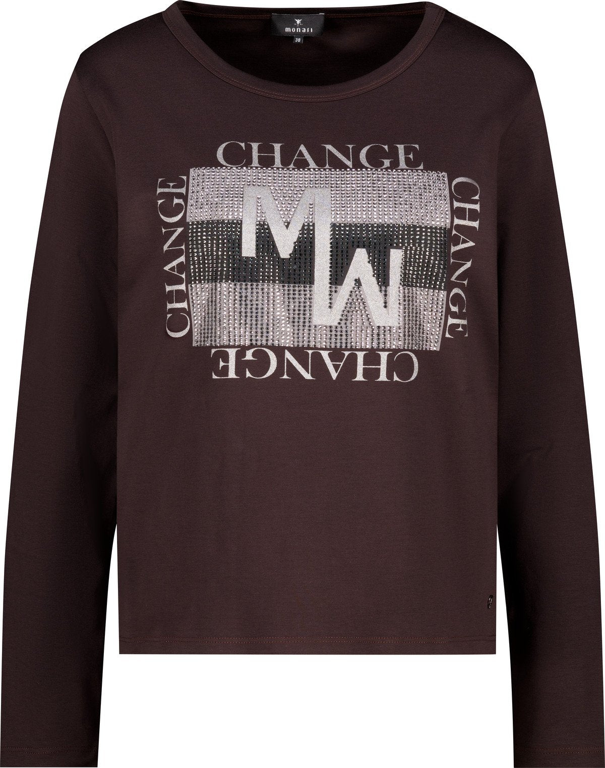 Langarmshirt mit Schmuckdetails (Black Coffee)