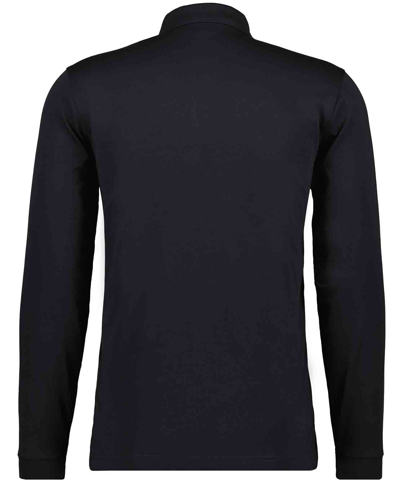 Softknit-Polo mit Brusttasche, Langarm (Schwarz)