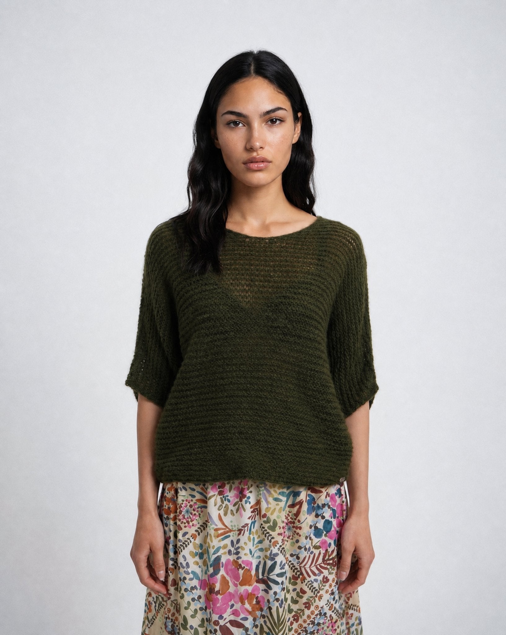 Hairy Boatneck Pullover (Olive)