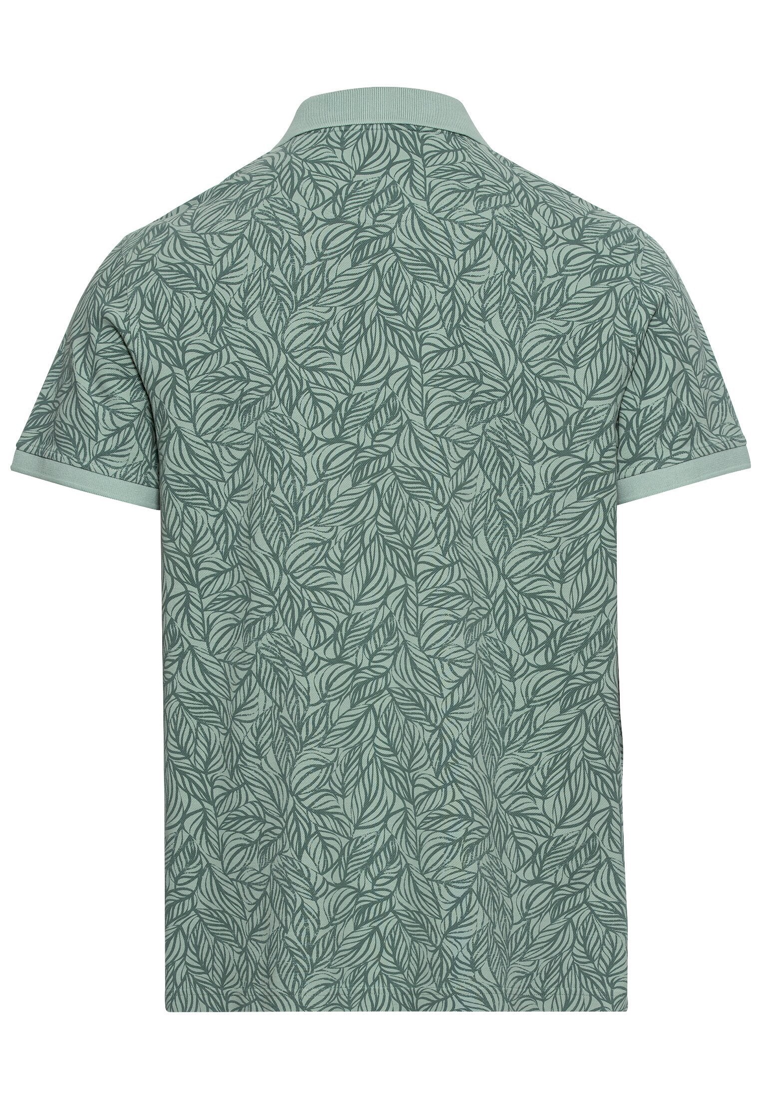Piqué Poloshirt mit floralem Allover-Print (Aqua Green)