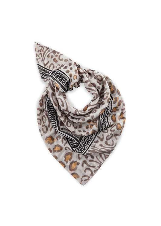 Dreieckstuch aus recyceltem Polyester mit Leoparden-Muster (Gry2 Grau)