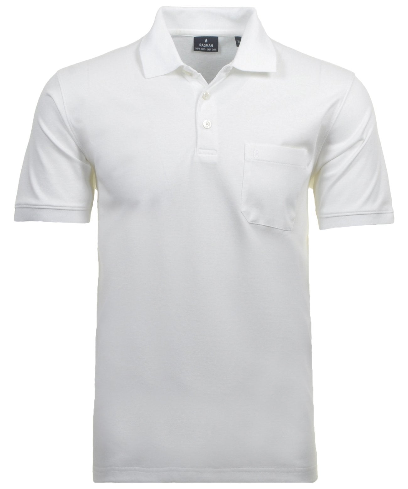 Softknit-Polo mit Brusttasche, kurzarm (Weiss)