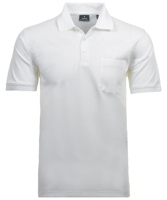 Softknit-Polo mit Brusttasche, kurzarm (Weiss)
