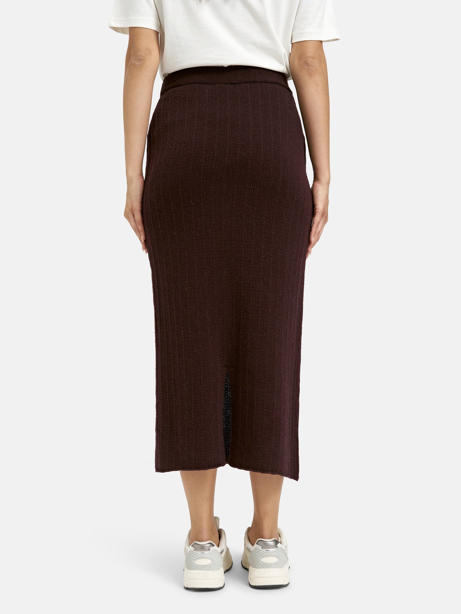 Structure Stripe Knit Skirt (Plum)