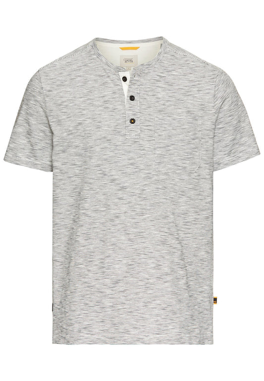 Kurzarm Henley aus reiner Baumwolle (Ecru)