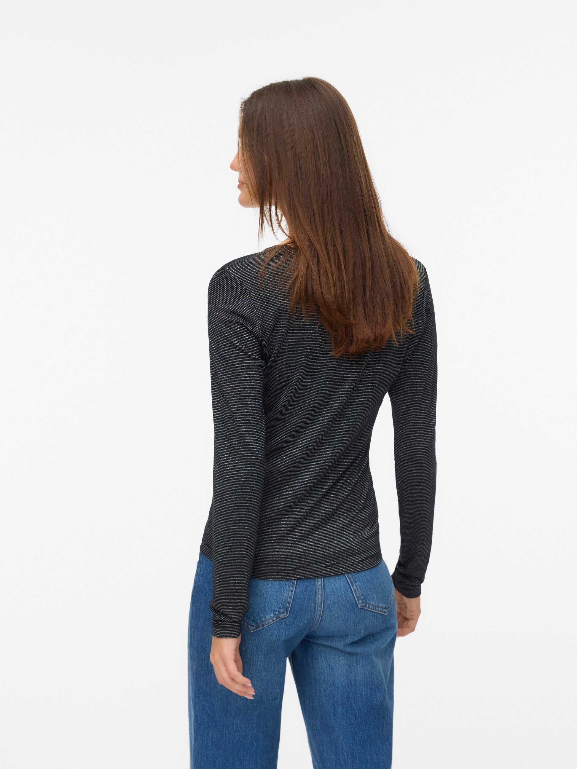 Vmlava Glitter Ls V-neck Top Stripe Noos (Black/silv)