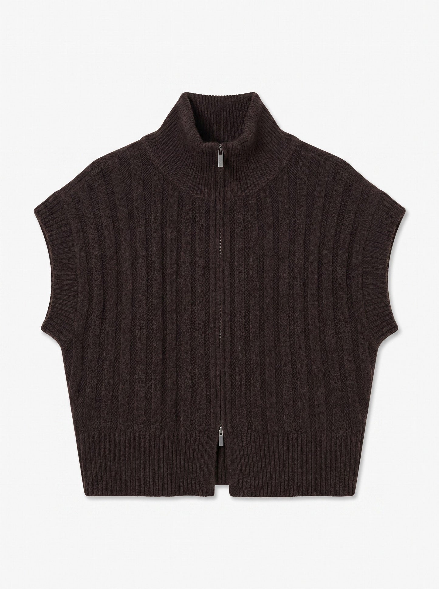Vmbang Rib Sl Highneck Zipper Vest Noos (Chocolate)